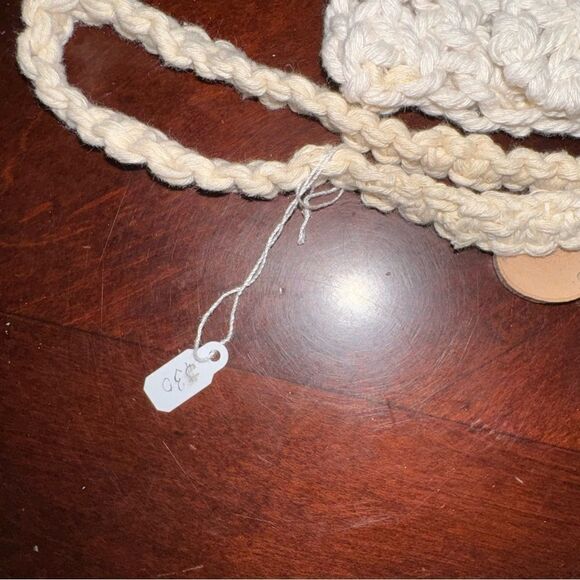 Handmade Macrame Wristlet with Textured Pattern and Wooden Charm - Picture 6 of 8